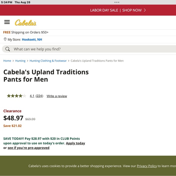 Cabala’s outdoor Game & Fishing Two-Tone pants . Size 34 Regular - Picture 5 of 9